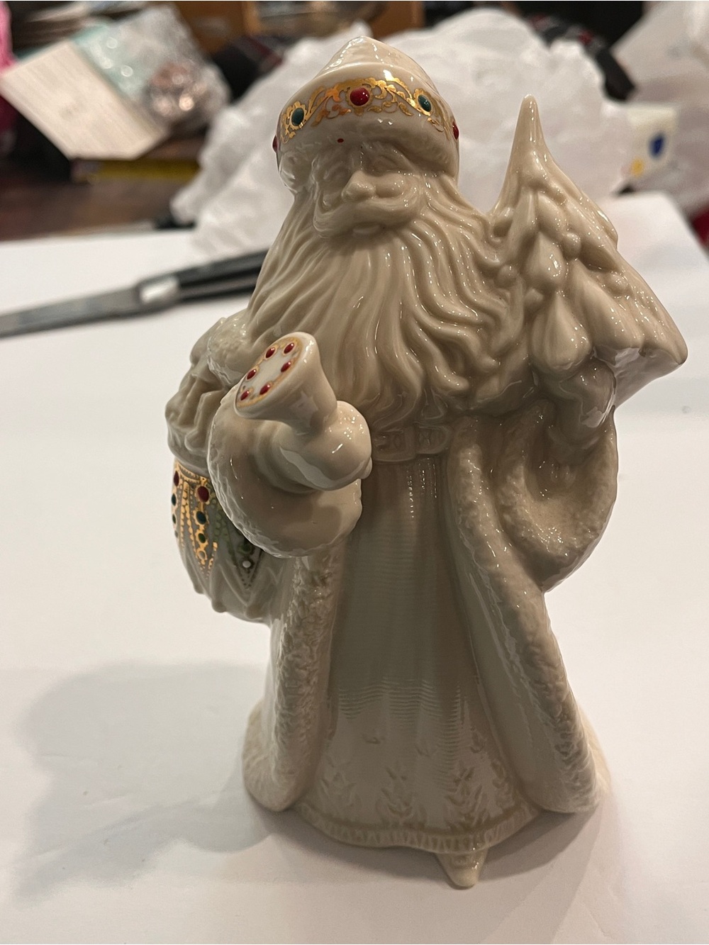 Lenox Santa Jewels Kris Kringle Ivory Christmas Figurine.  Third in a Series